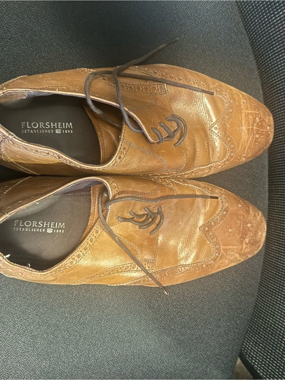 Florsheim Tan Brown Leather Wingtip Oxfords 12 wide